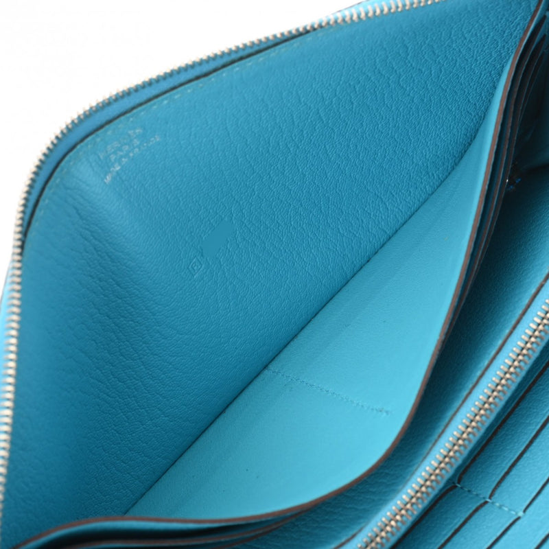 HERMES エルメス アザップロング ブルーアズテック □R刻印(2014年頃) レディース シェーブル 長財布 ABランク 中古 銀蔵