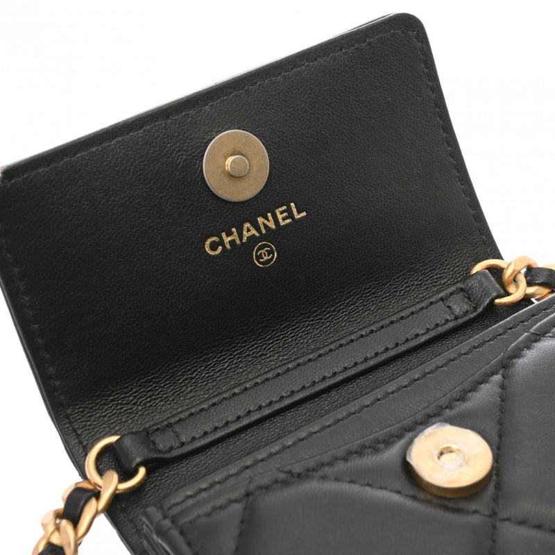 CHANEL シャネル シャネル19 チェーン フラップコインパース ブラック レディース ラムスキン コインケース Aランク 中古 銀蔵