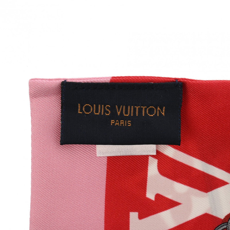 LOUIS VUITTON ルイヴィトン バンドーモノグラム コンフィテンシャル ピンク/レッド M76103 レディース シルク100% スカーフ Aランク 中古 銀蔵