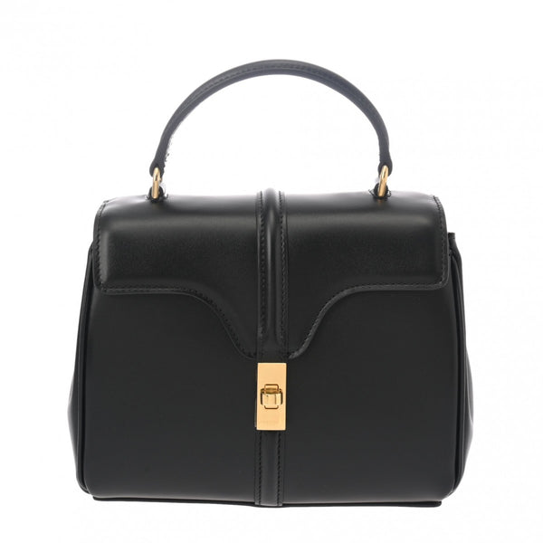 CELINE セリーヌ ミニ16セーズ 2WAY ブラック 197983BEY.38NO レディース サテンドカーフ ハンドバッグ 新同 中古 銀蔵