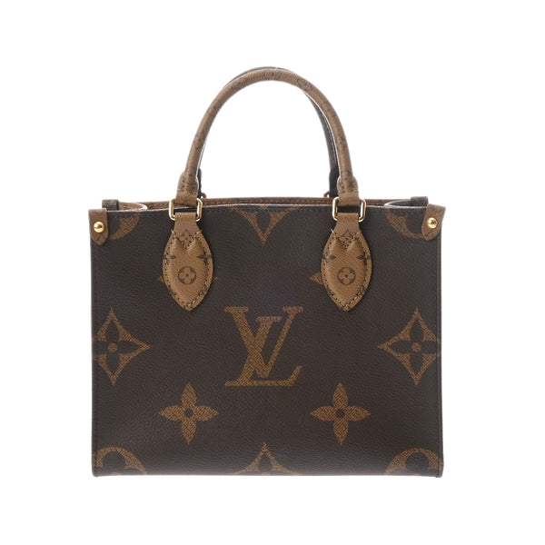 LOUIS VUITTON ルイヴィトン モノグラムリバース オンザゴー PM 2WAY ブラウン M46373 レディース モノグラムキャンバス ハンドバッグ Aランク 中古 銀蔵