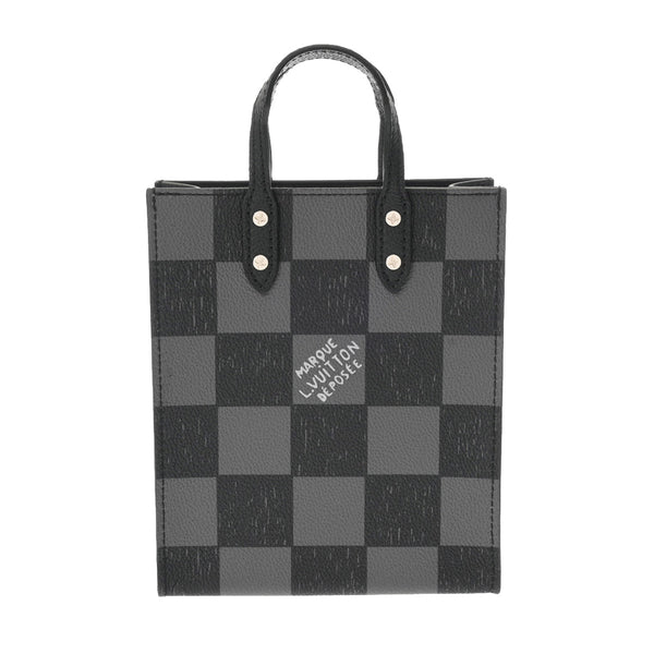 LOUIS VUITTON ルイヴィトン ダミエ チェッカーボード サックプラ XS ブラック/グレー N60479 メンズ レザー ハンドバッグ Aランク 中古 銀蔵