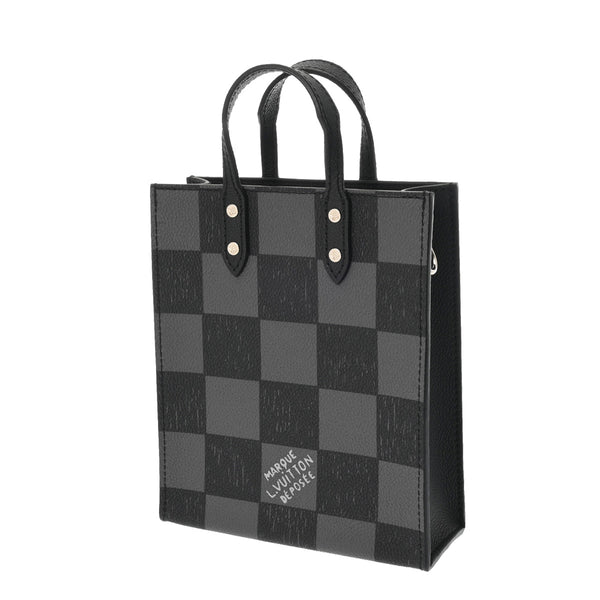 LOUIS VUITTON ルイヴィトン ダミエ チェッカーボード サックプラ XS ブラック/グレー N60479 メンズ レザー ハンドバッグ Aランク 中古 銀蔵