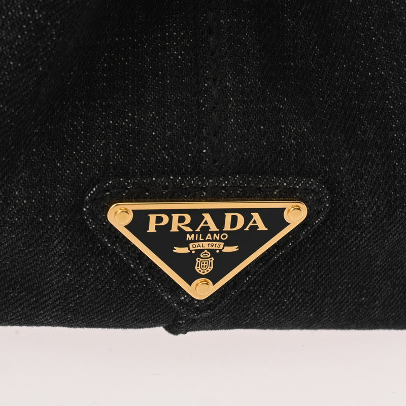 PRADA プラダ カナパ ミニ 2WAY トートバッグ ノワール 1BG439 レディース デニム ハンドバッグ Aランク 中古 銀蔵