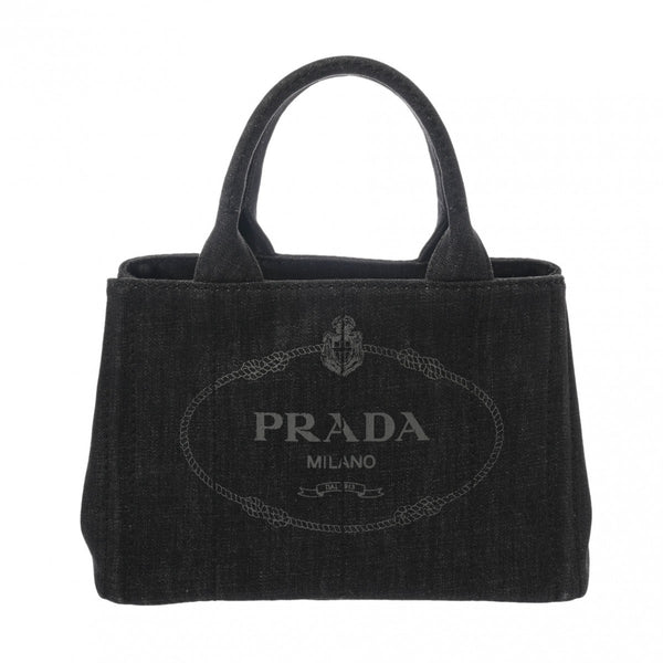 PRADA プラダ カナパ ミニ 2WAY トートバッグ ノワール 1BG439 レディース デニム ハンドバッグ Aランク 中古 銀蔵