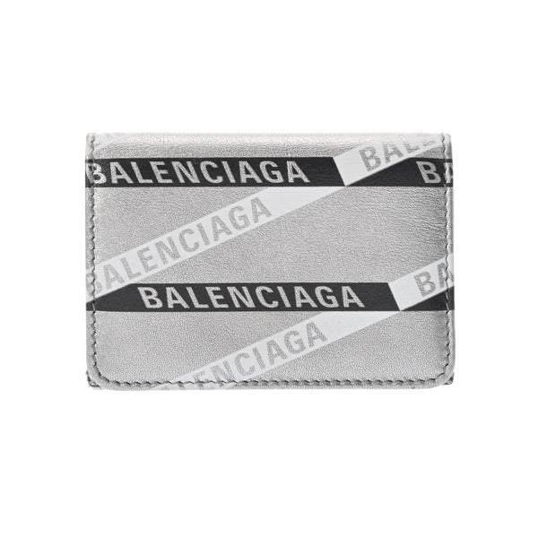 BALENCIAGA バレンシアガ コンパクトウォレット シルバー 551921 ユニセックス レザー 三つ折り財布 Aランク 中古 銀蔵