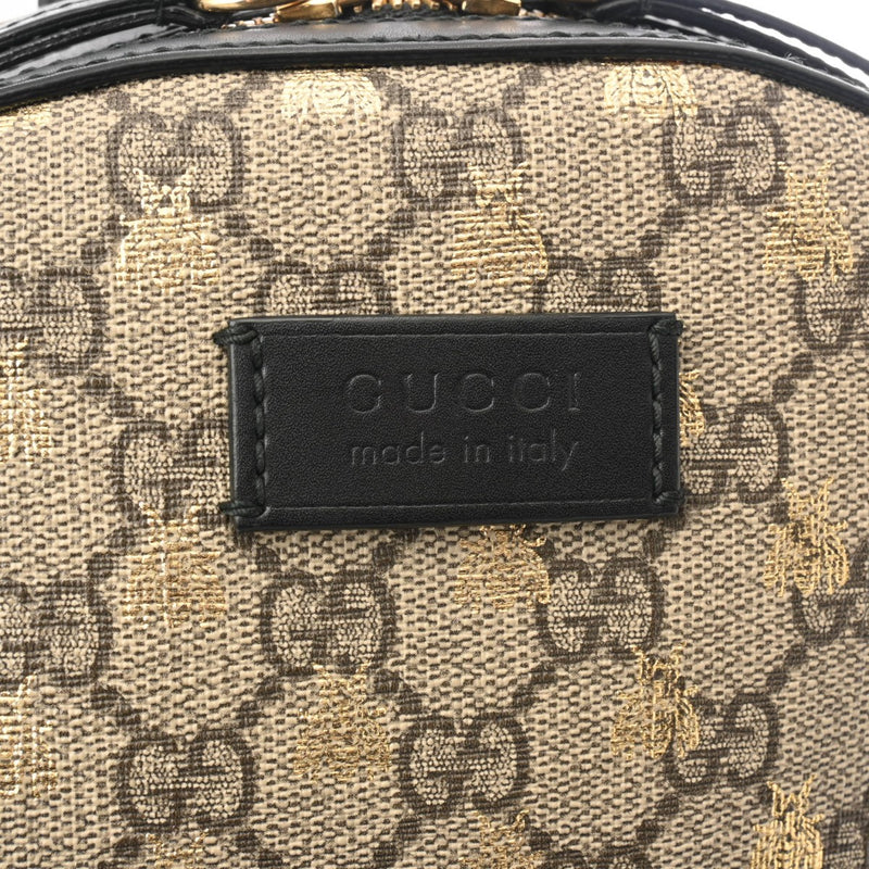 GUCCI グッチ GGスプリーム バッグパック ビー グレージュ系/ブラック 427042 ユニセックス PVC レザー リュック・デイパック ABランク 中古 銀蔵