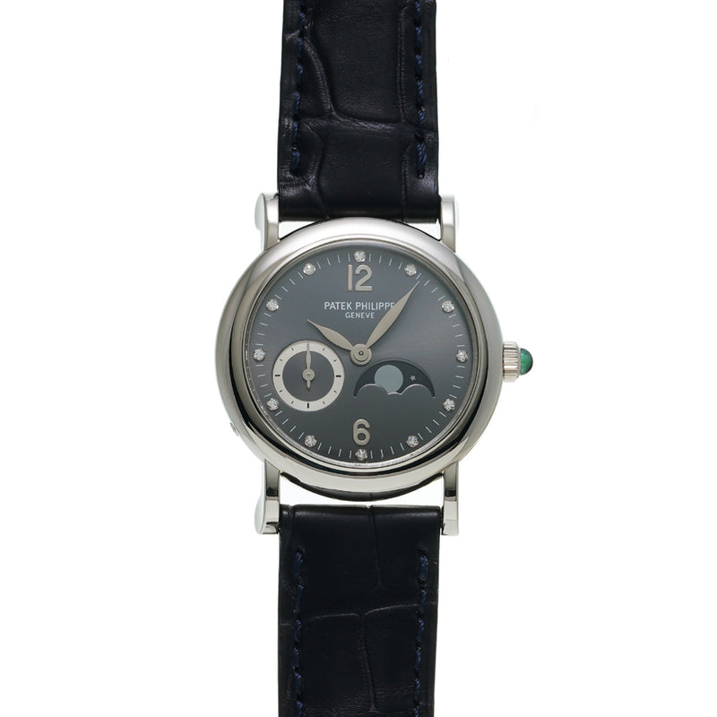 パテックフィリップ カラトラバ コンプリケーション ムーンフェイズ 4857G-001 グレー/ダイヤモンド レディース 腕時計 手巻き 中古 銀蔵
