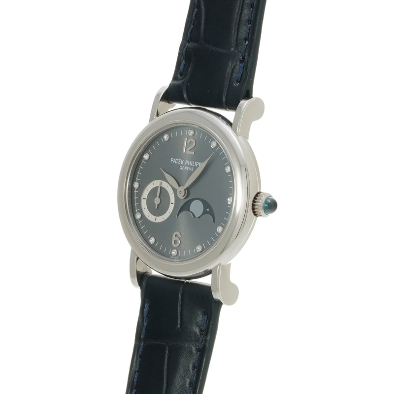 パテックフィリップ カラトラバ コンプリケーション ムーンフェイズ 4857G-001 グレー/ダイヤモンド レディース 腕時計 手巻き 中古 銀蔵