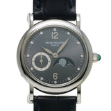 パテックフィリップ カラトラバ コンプリケーション ムーンフェイズ 4857G-001 グレー/ダイヤモンド レディース 腕時計 手巻き 中古 銀蔵