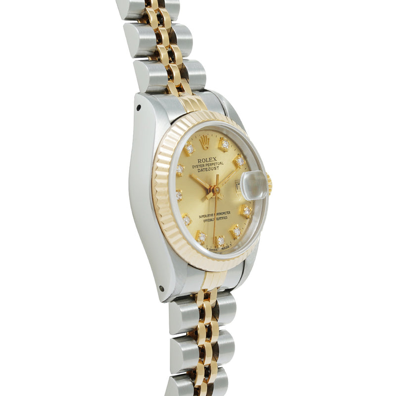 ロレックス デイトジャスト 10Pダイヤ 69173G R番(1988年頃製造) シャンパン/ダイヤモンド レディース 腕時計 自動巻き 中古 銀蔵
