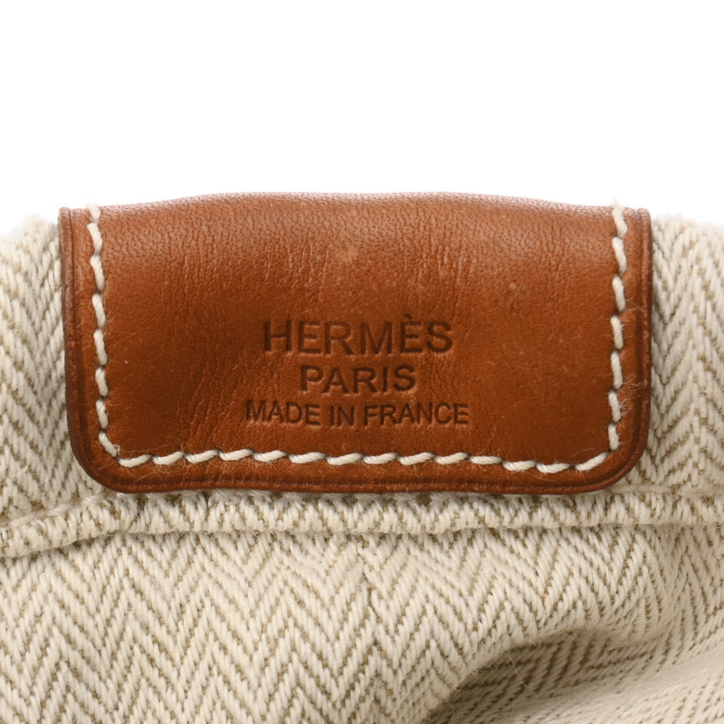 HERMES エルメス フールビ 25 バッグインバッグ ナチュラル レディース トワルシェブロン ポーチ Bランク 中古 銀蔵