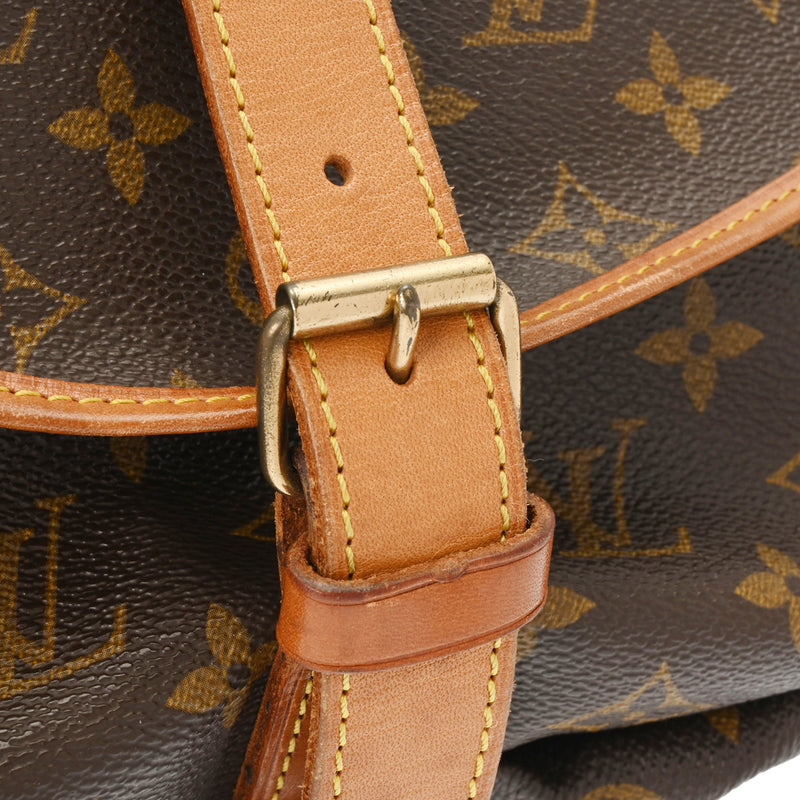 LOUIS VUITTON ルイヴィトン モノグラム ソミュール 35 ブラウン M42254 レディース モノグラムキャンバス ショルダーバッグ Bランク 中古 銀蔵