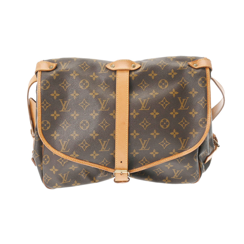 LOUIS VUITTON ルイヴィトン モノグラム ソミュール 35 ブラウン M42254 レディース モノグラムキャンバス ショルダーバッグ Bランク 中古 銀蔵