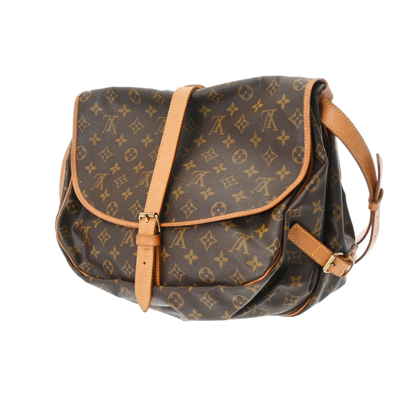 LOUIS VUITTON ルイヴィトン モノグラム ソミュール 35 ブラウン M42254 レディース モノグラムキャンバス ショルダーバッグ Bランク 中古 銀蔵