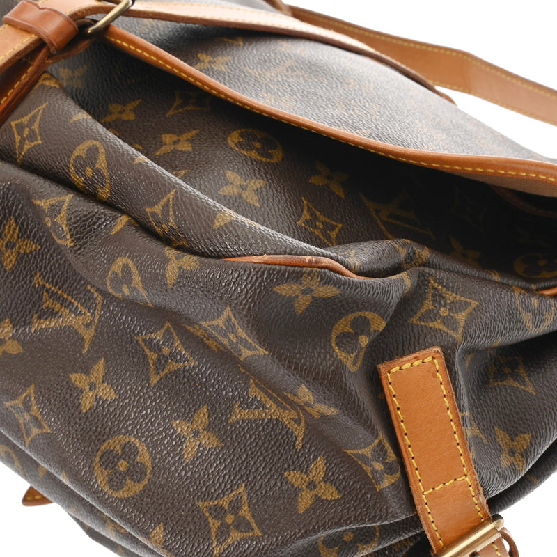 LOUIS VUITTON ルイヴィトン モノグラム ソミュール 35 ブラウン M42254 レディース モノグラムキャンバス ショルダーバッグ Bランク 中古 銀蔵