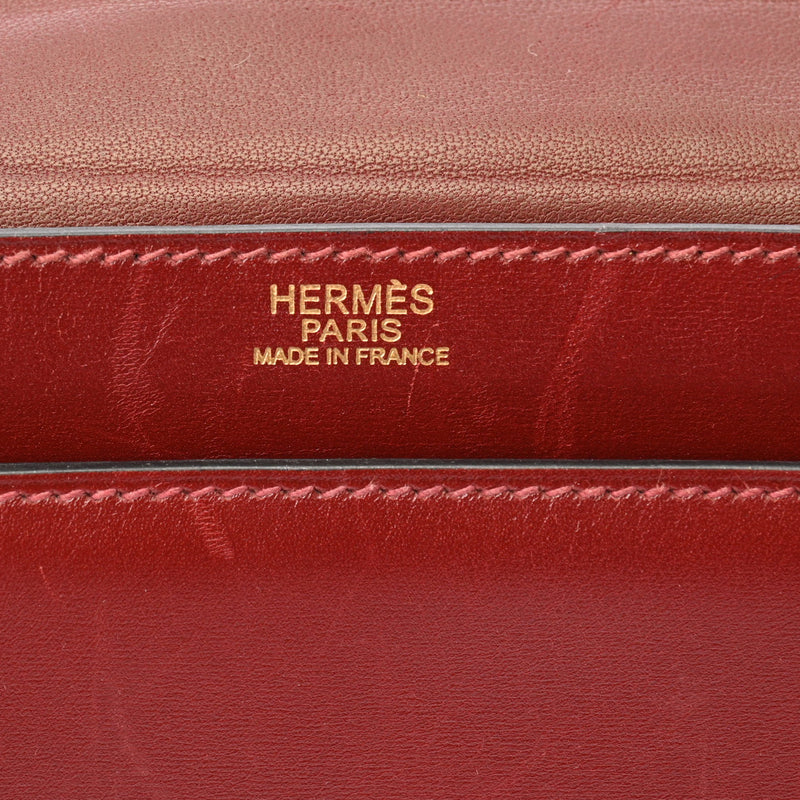 HERMES エルメス ピアノ ルージュアッシュ □N刻印(2010年頃) ユニセックス ボックスカーフ クラッチバッグ Bランク 中古 銀蔵