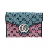 GUCCI グッチ GGマーモント チェーンショルダー ピンク/ブルー 474575 レディース キャンバス レザー ショルダーバッグ Aランク 中古 銀蔵