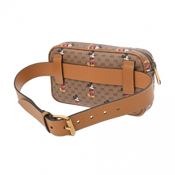 GUCCI グッチ マイクロ GGスプリーム ディズニーコラボ ブラウン 602695 レディース PVC カーフ ボディバッグ Aランク 中古 銀蔵