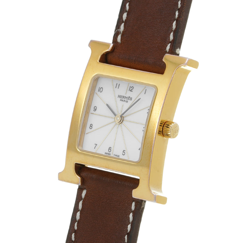 エルメス Hウォッチ ドゥブルトゥール HH1.201 ホワイト レディース 腕時計 クォーツ 中古 銀蔵