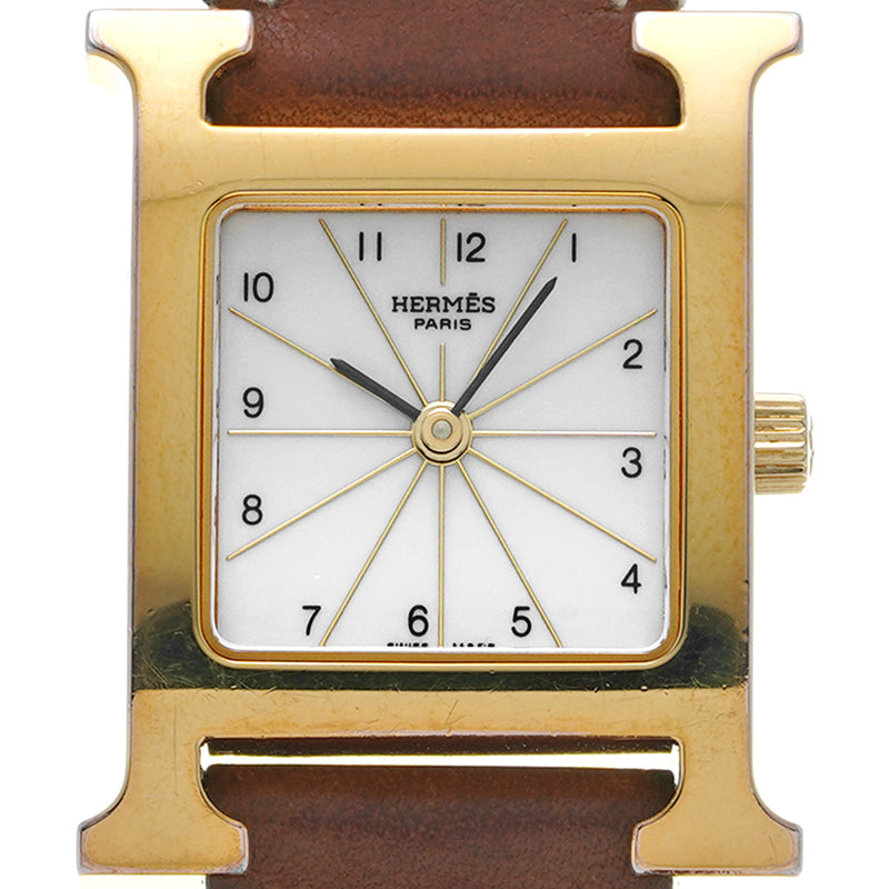 エルメス Hウォッチ ドゥブルトゥール HH1.201 ホワイト レディース 腕時計 クォーツ 中古 銀蔵