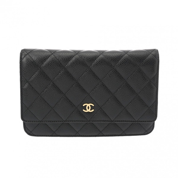 CHANEL シャネル マトラッセ クラシック チェーンウォレット ブラック AP0250 レディース キャビアスキン チェーンウォレット Aランク 中古 銀蔵