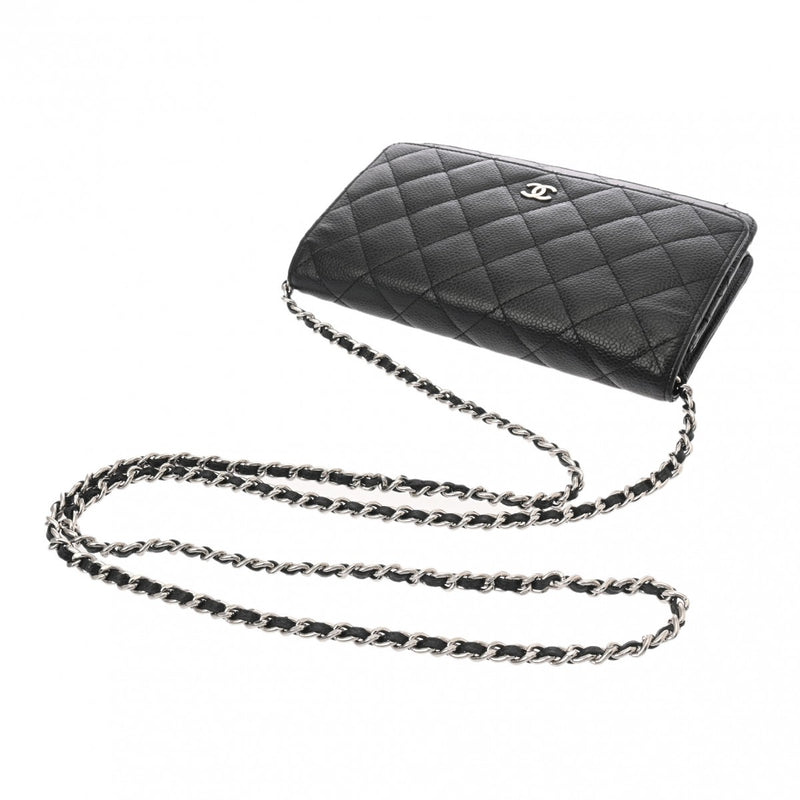 CHANEL シャネル マトラッセ クラシック チェーンウォレット ブラック AP0250 レディース キャビアスキン チェーンウォレット ABランク 中古 銀蔵