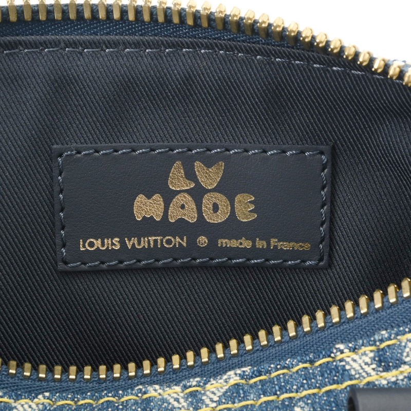 LOUIS VUITTON ルイヴィトン NIGOコラボ キーポルXS ブルー ネイビー M81011 メンズ モノグラムデニム トリヨンレザー ショルダーバッグ 新同 中古 銀蔵