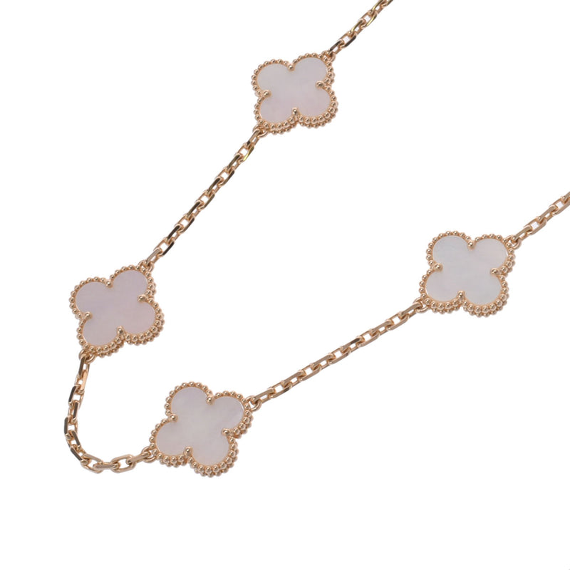 VAN CLEEF & ARPELS ヴァンクリーフ＆アーペル ヴィンテージアルハンブラ ネックレス 10P ホワイト レディース K18イエローゴールド ネックレス Aランク 中古 銀蔵