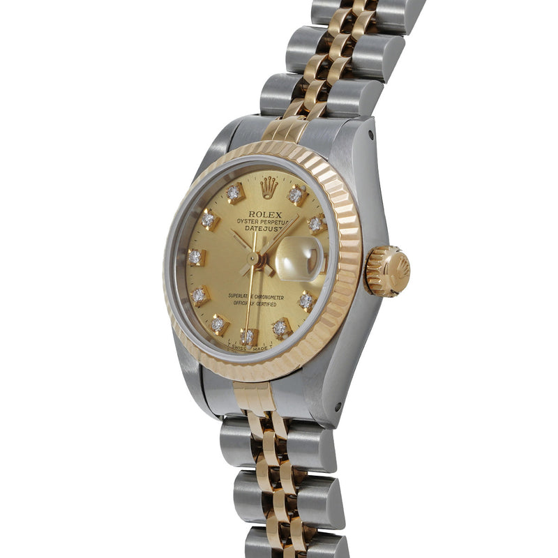 ロレックス デイトジャスト 10Pダイヤ 69173G E番(1990年頃製造) シャンパン/ダイヤモンド レディース 腕時計 自動巻き 中古 銀蔵