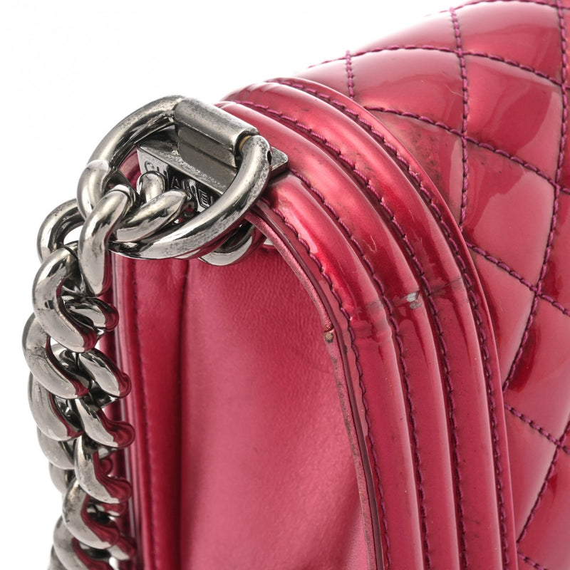 CHANEL シャネル ボーイシャネル チェーンショルダー 25cm ピンク A67086 レディース エナメル ショルダーバッグ Bランク 中古 銀蔵