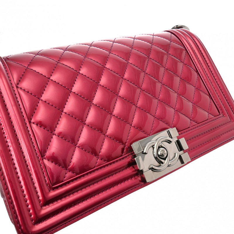 CHANEL シャネル ボーイシャネル チェーンショルダー 25cm ピンク A67086 レディース エナメル ショルダーバッグ Bランク 中古 銀蔵