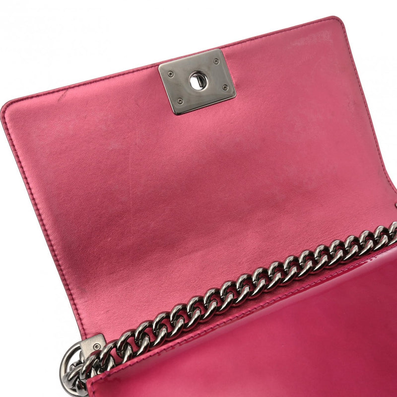 CHANEL シャネル ボーイシャネル チェーンショルダー 25cm ピンク A67086 レディース エナメル ショルダーバッグ Bランク 中古 銀蔵