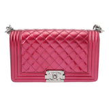 CHANEL シャネル ボーイシャネル チェーンショルダー 25cm ピンク A67086 レディース エナメル ショルダーバッグ Bランク 中古 銀蔵