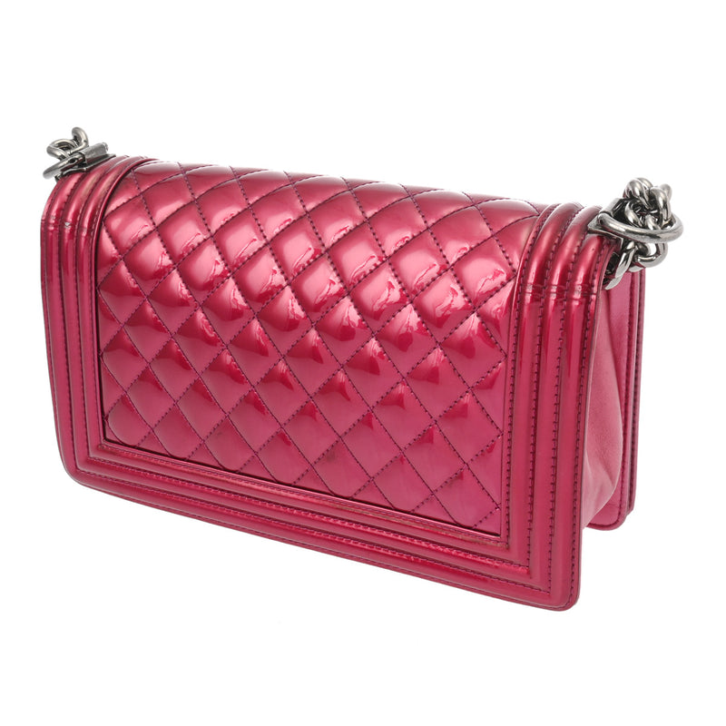 CHANEL シャネル ボーイシャネル チェーンショルダー 25cm ピンク A67086 レディース エナメル ショルダーバッグ Bランク 中古 銀蔵