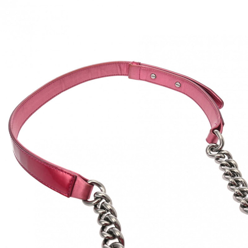 CHANEL シャネル ボーイシャネル チェーンショルダー 25cm ピンク A67086 レディース エナメル ショルダーバッグ Bランク 中古 銀蔵