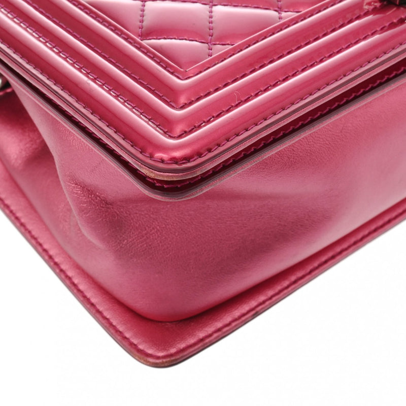CHANEL シャネル ボーイシャネル チェーンショルダー 25cm ピンク A67086 レディース エナメル ショルダーバッグ Bランク 中古 銀蔵