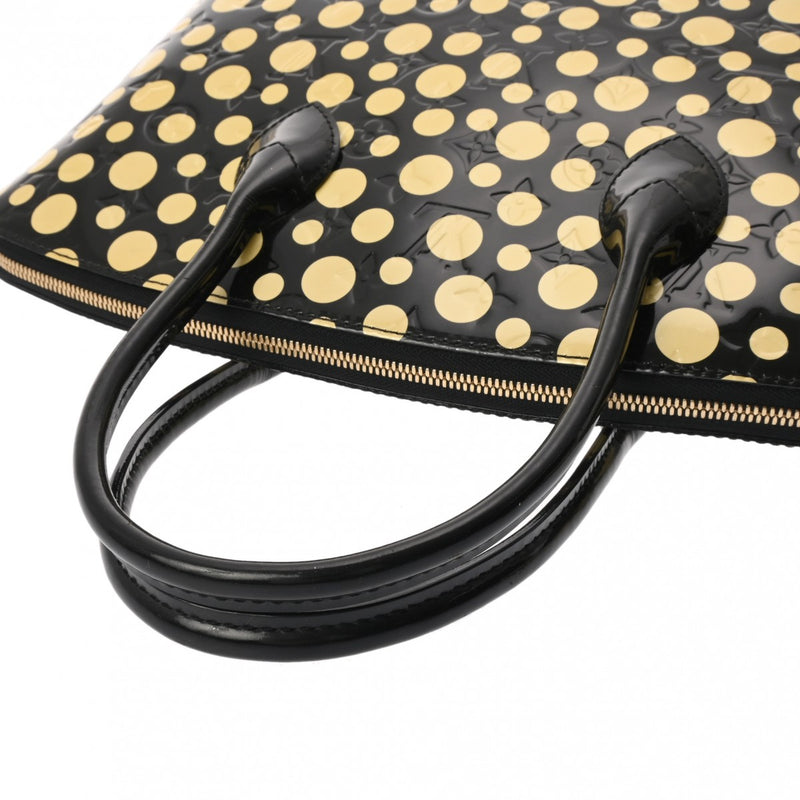 美品 LOUIS VUITTON モノグラムヴェルニ ロックイット デュンヌ ルイヴィトン ロックイット MM 草間彌生コラボ ノワール ユニセックス