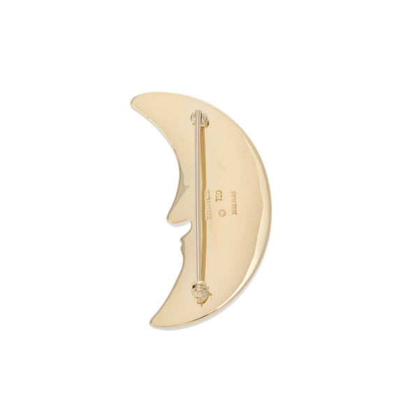 TIFFANY&Co. ティファニー 三日月モチーフ ユニセックス K18イエローゴールド YG シェル ブローチ Aランク 中古 銀蔵