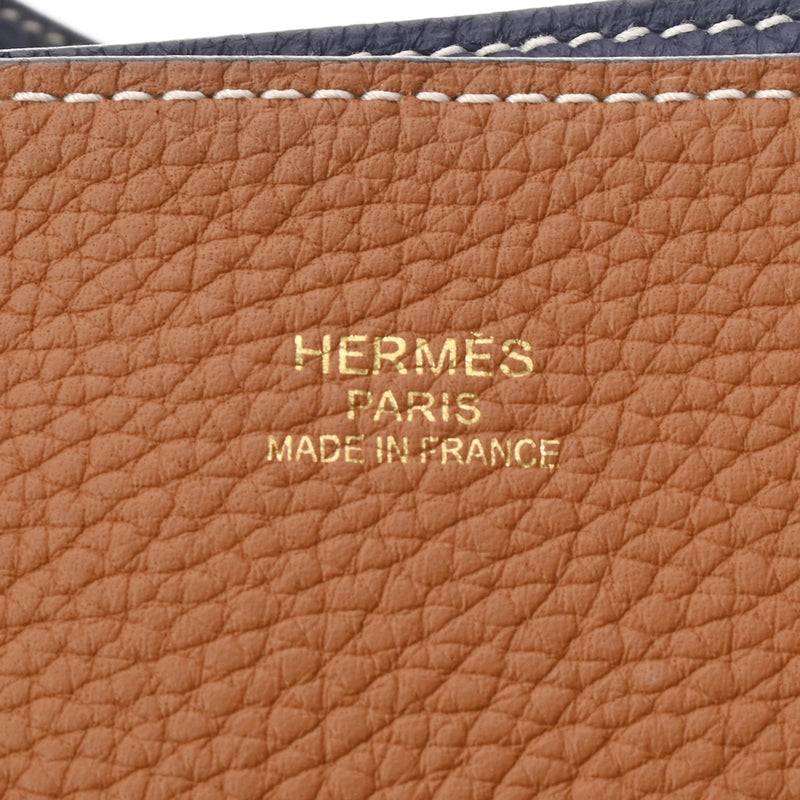 HERMES エルメス ドゥブルセンストート 36  ゴールド/ブルーアンクル D刻印(2019年頃)/一部刻印重複打ち痕あり レディース トリヨンクレマンス トートバッグ Aランク 中古 銀蔵