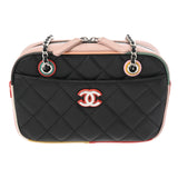 CHANEL シャネル マトラッセ カメラバッグ チェーンショルダー ブラック/ピンク/マルチカラー レディース ラムスキン ショルダーバッグ Aランク 中古 銀蔵