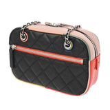 CHANEL シャネル マトラッセ カメラバッグ チェーンショルダー ブラック/ピンク/マルチカラー レディース ラムスキン ショルダーバッグ Aランク 中古 銀蔵