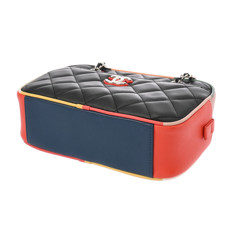 CHANEL シャネル マトラッセ カメラバッグ チェーンショルダー ブラック/ピンク/マルチカラー レディース ラムスキン ショルダーバッグ Aランク 中古 銀蔵