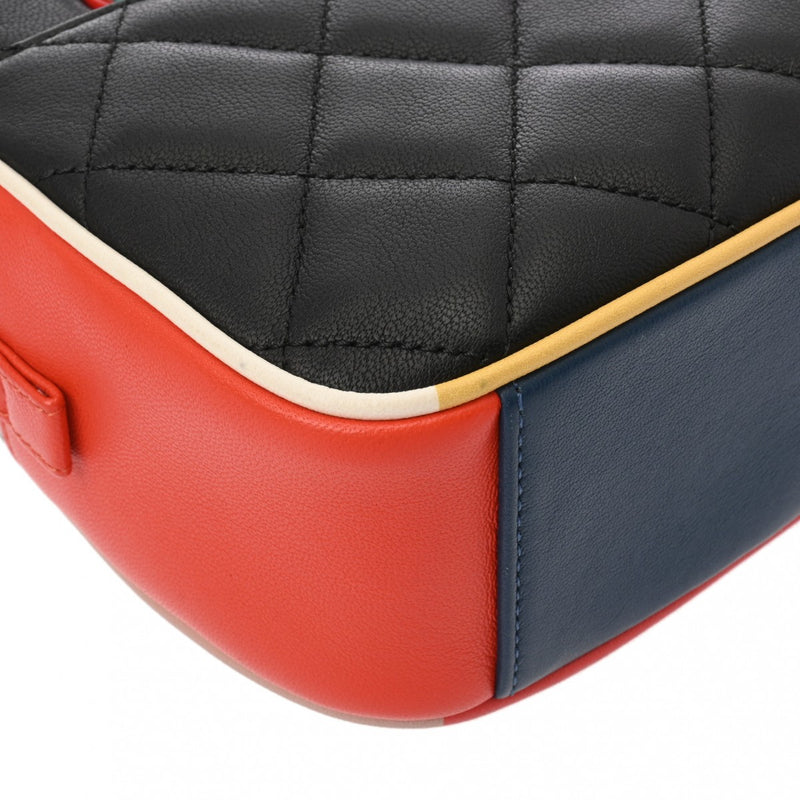 CHANEL シャネル マトラッセ カメラバッグ チェーンショルダー ブラック/ピンク/マルチカラー レディース ラムスキン ショルダーバッグ Aランク 中古 銀蔵