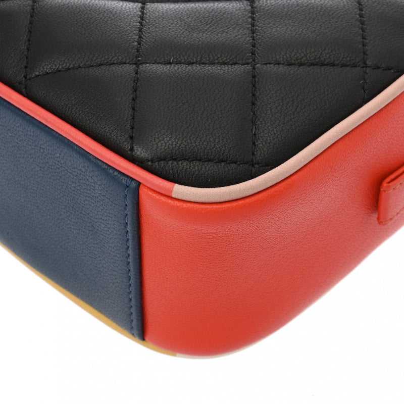 CHANEL シャネル マトラッセ カメラバッグ チェーンショルダー ブラック/ピンク/マルチカラー レディース ラムスキン ショルダーバッグ Aランク 中古 銀蔵