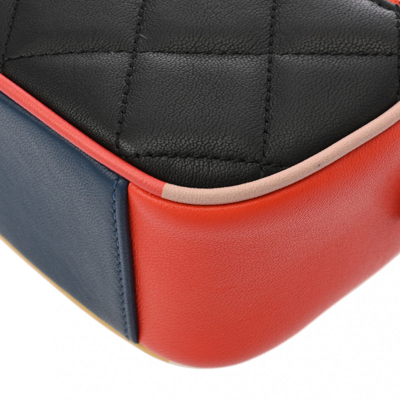CHANEL シャネル マトラッセ カメラバッグ チェーンショルダー ブラック/ピンク/マルチカラー レディース ラムスキン ショルダーバッグ Aランク 中古 銀蔵