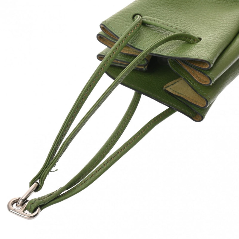 HERMES エルメス ヴェスパ ポーチ グリーン □D刻印(2000年頃) レディース シェーブル アクセサリーポーチ Bランク 中古 銀蔵