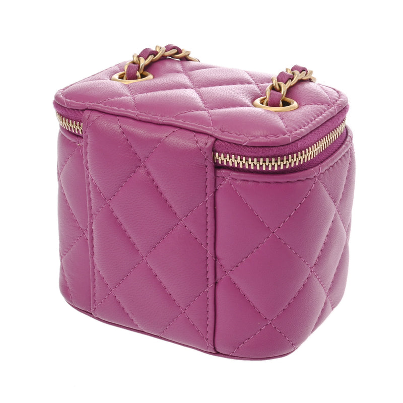 CHANEL シャネル マトラッセ ココボール チェーンポーチ パープル AP1447 レディース ラムスキン ショルダーバッグ Aランク 中古 銀蔵