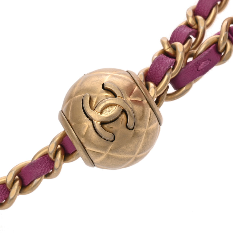 CHANEL シャネル マトラッセ ココボール チェーンポーチ パープル AP1447 レディース ラムスキン ショルダーバッグ Aランク 中古 銀蔵