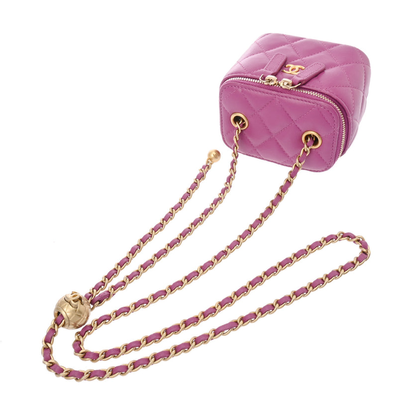 CHANEL シャネル マトラッセ ココボール チェーンポーチ パープル AP1447 レディース ラムスキン ショルダーバッグ Aランク 中古 銀蔵